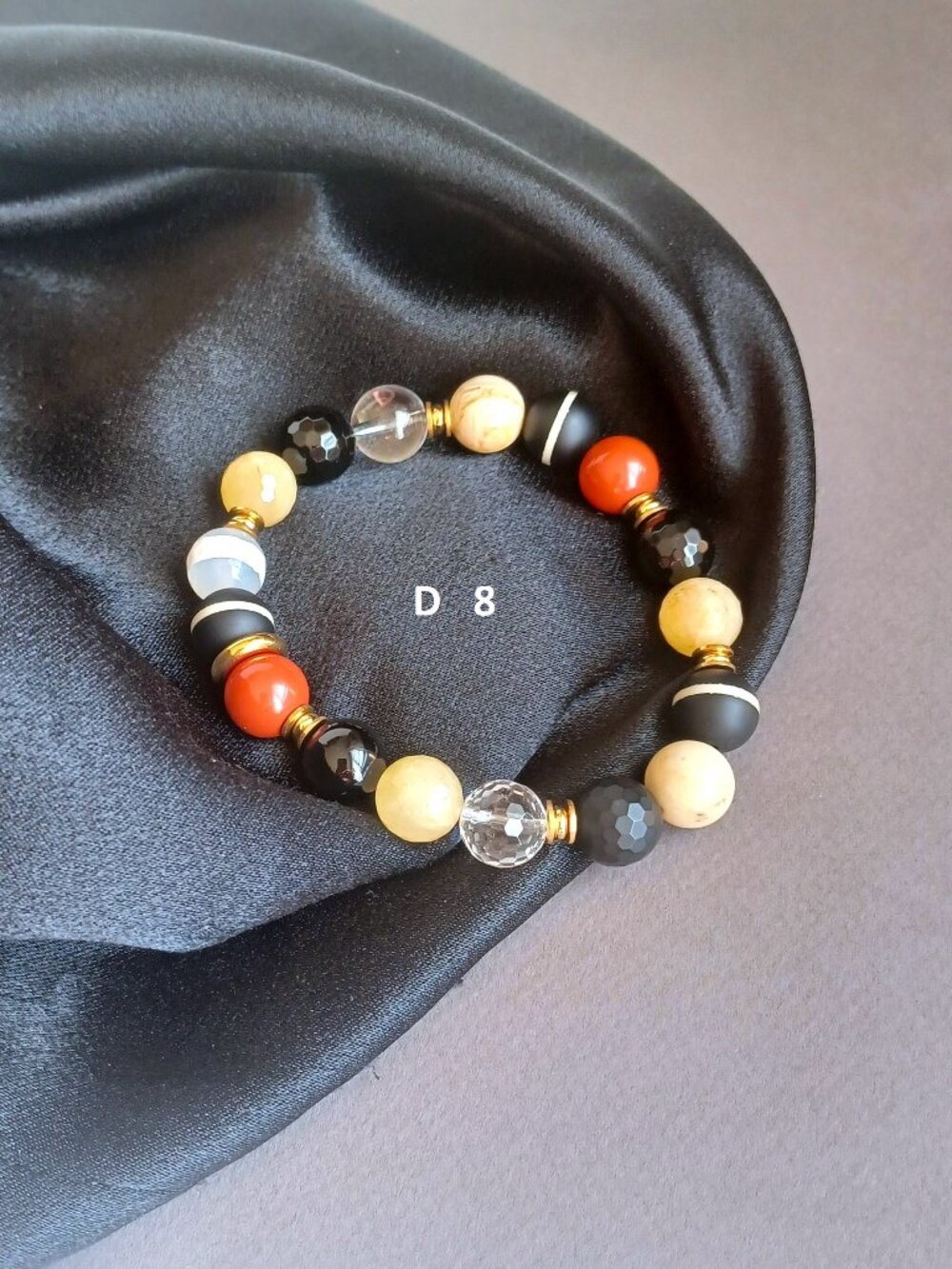 New men's mixed gemstone with stainless steell bracelet fit for men or women